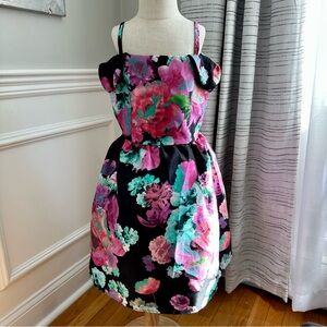 Love, Nickie Lee Charming Floral Kids Dress in Black and Pink